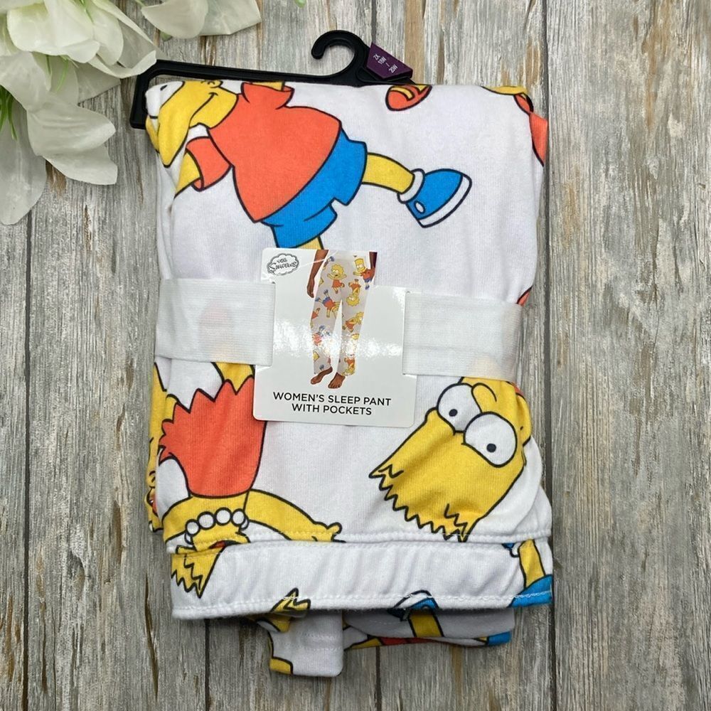 The Simpsons Lisa and Bart Print Soft Lounge Pajama Sleep Pants, Size 2X